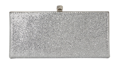 Glittered Celeste Clutch, &pound;250, Handbags, Silver, Fabric, Front view